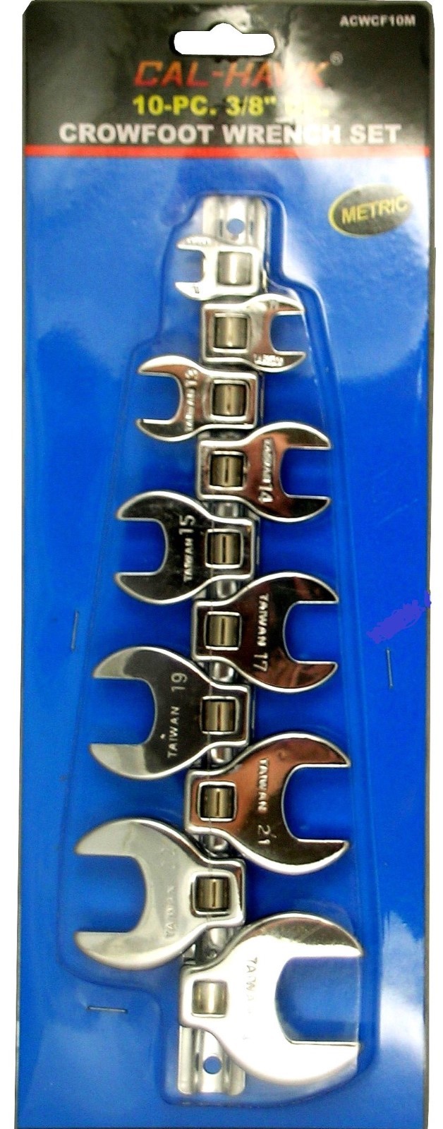 10pc CAL-HAWK 3/8" DRIVE FULLY POLISHED CROWFOOT RATCHET WRENCH METRIC ACWCF10M gallery
