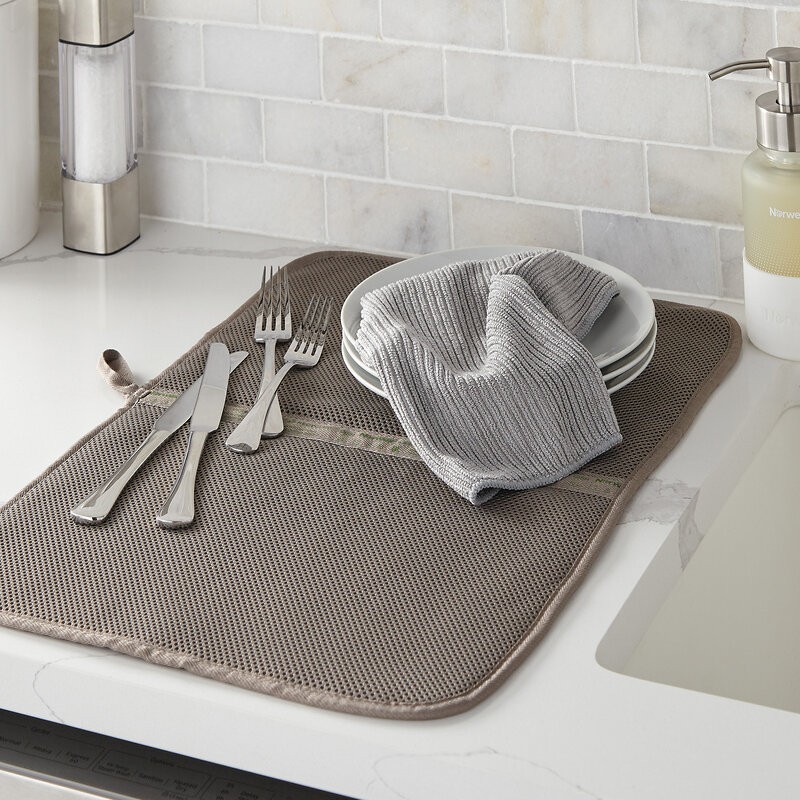 Norwex Dish Mat Netted micro Fiber Antibacterial Baclock Quick Air Dry Brown gallery