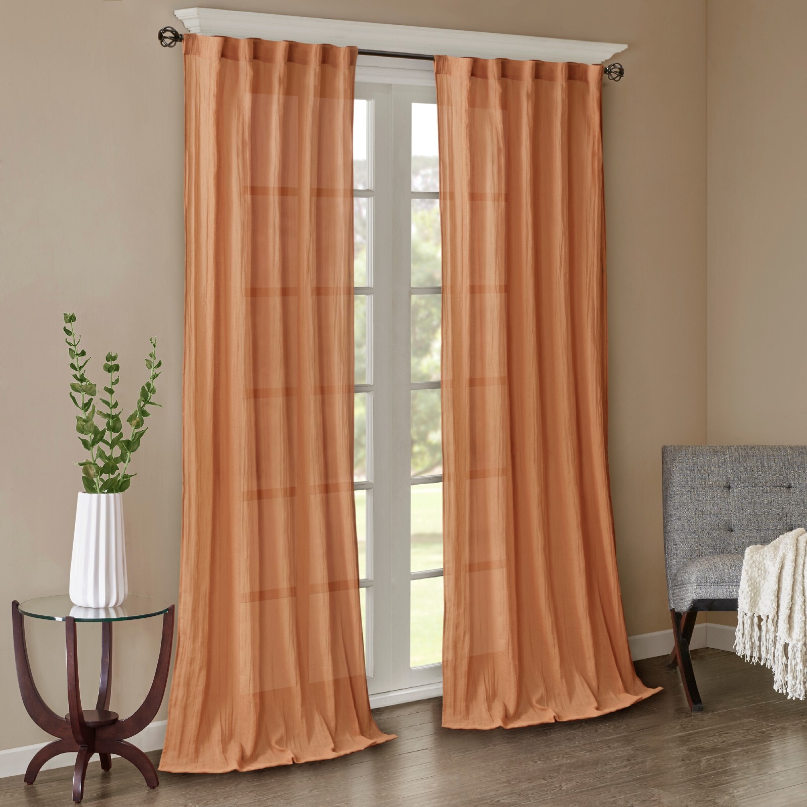 Madison Park Harper Solid Crushed Curtain Panel Pair 42 x 95 42x63 42x95 42x84 gallery