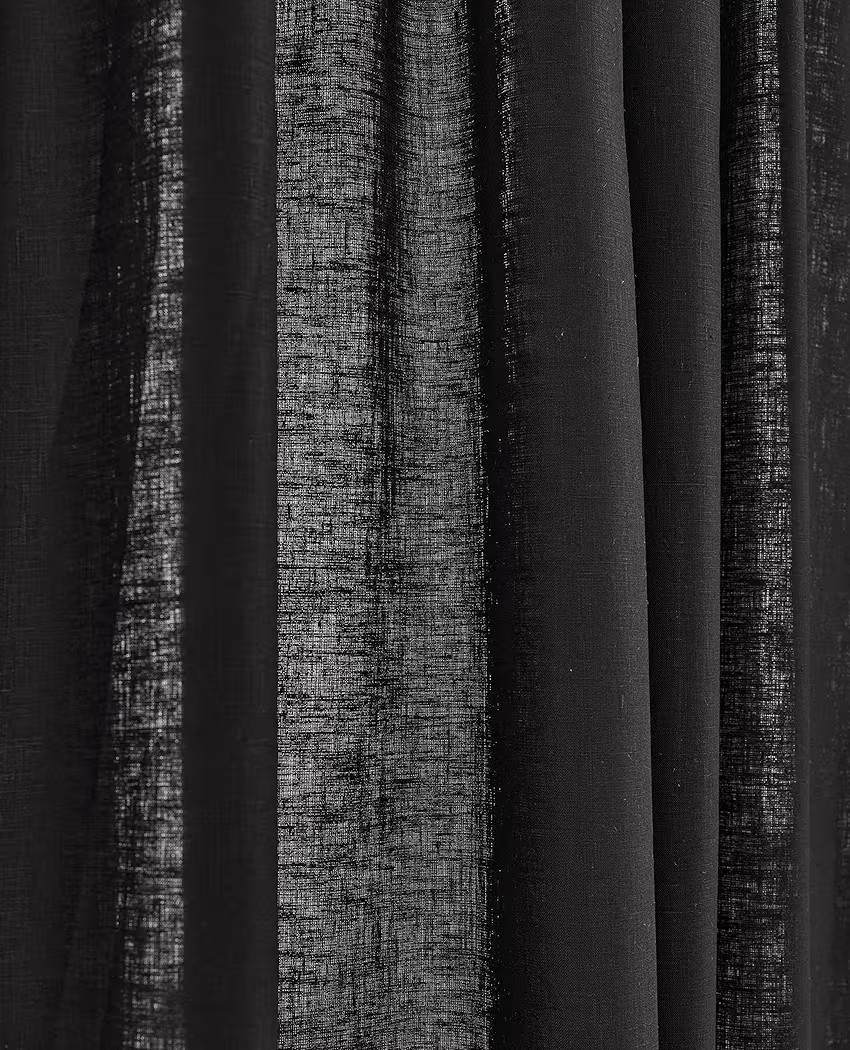 Black Linen Curtain 52 x 108 Inch, Light Filtering Rod Pocket Curtain 108 Inches gallery
