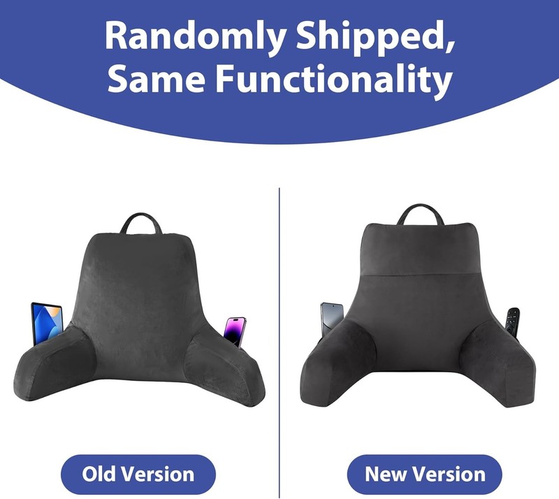 Back Support Pillow Memory Foam Lounge Reading Pillow with Arms Grey 18 Inch gallery