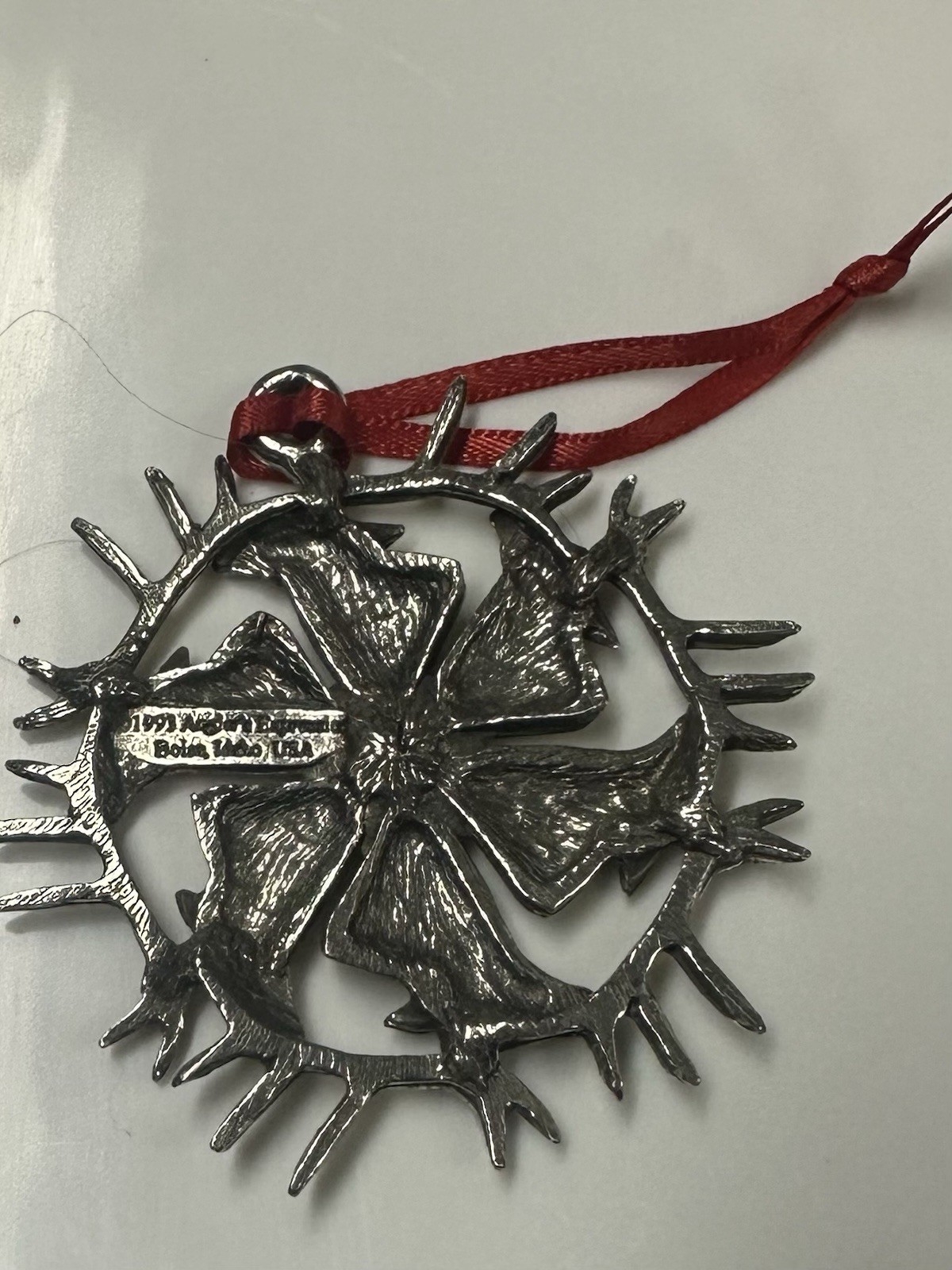 1993 Anglers Expressions Snowflake Pewter Christmas Ornament 2.5" Deer Antlers gallery