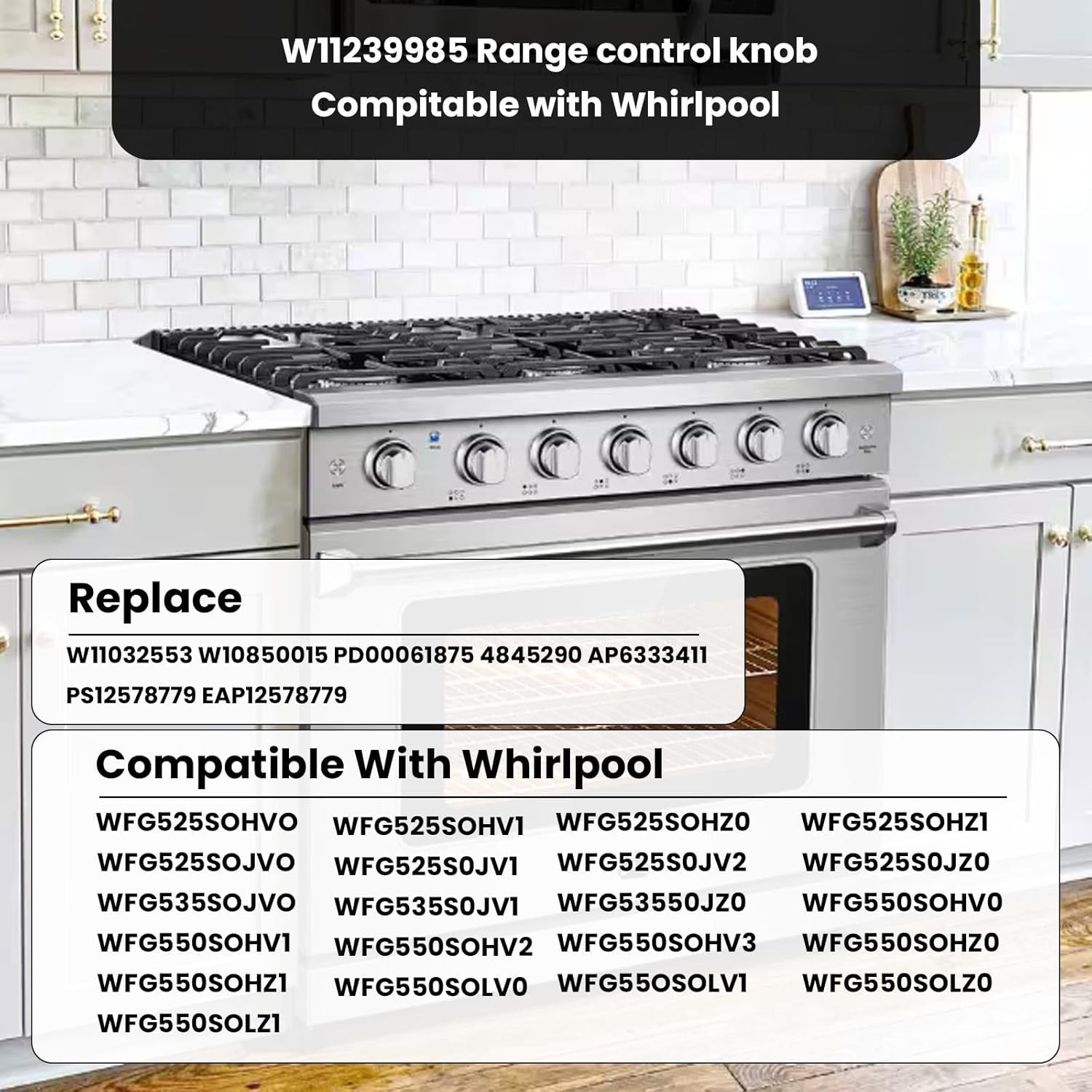 W11239985 W10850015 Range Control Knobs Replace 4845290 AP6333411 PS12578779 gallery