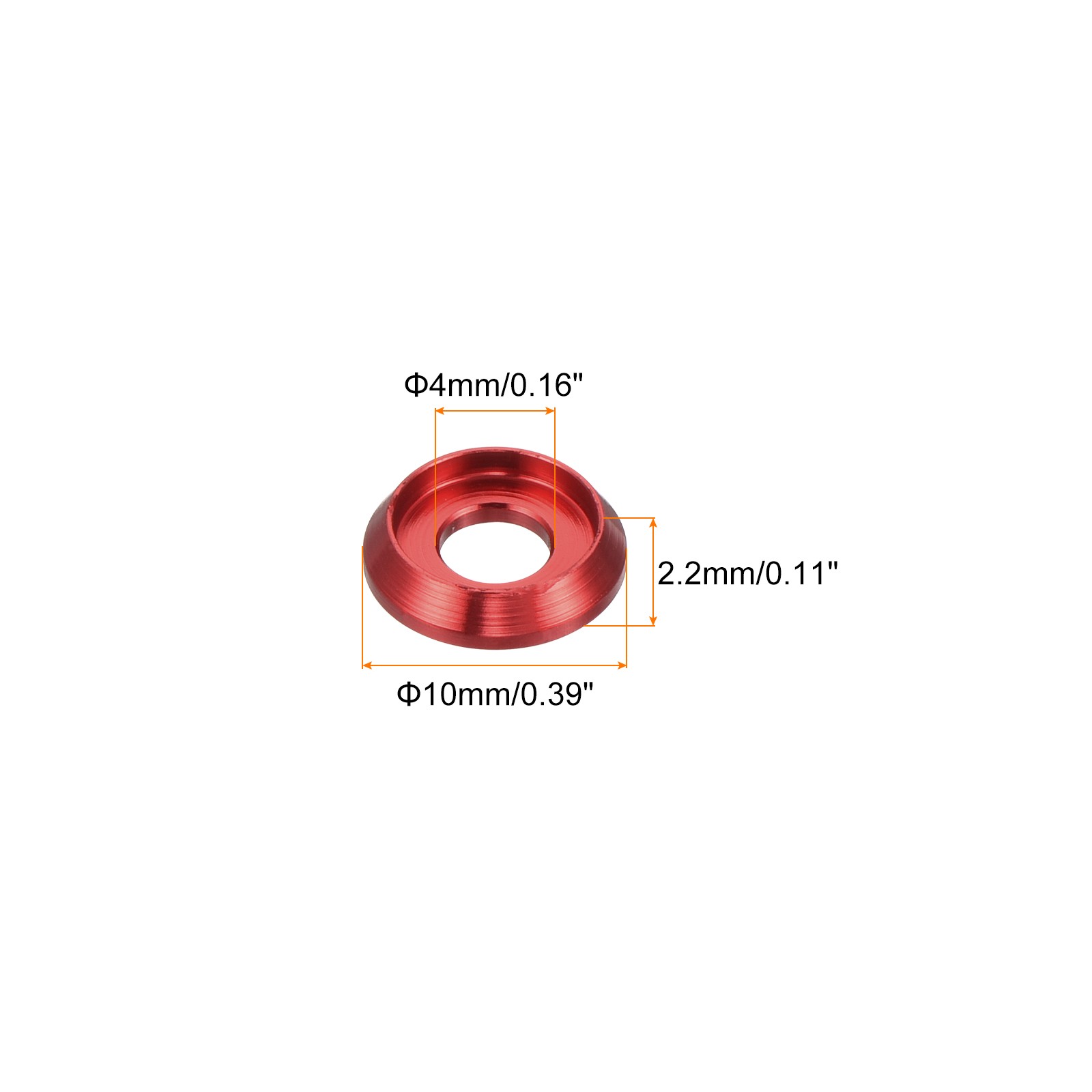 30PCS M4 Cone Cup Countersunk Washers Hole Dia 4mm/0.16" Aluminum (Red) gallery