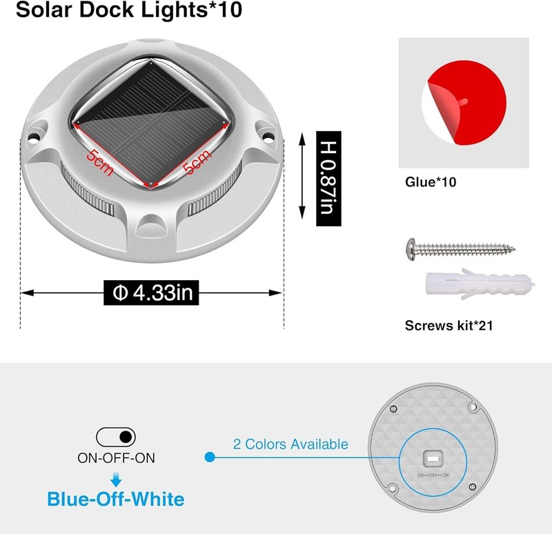 8Pack Led Multicolor Solar Deck Lights Outdoor Dock Driveway Lights for Sidewalk gallery