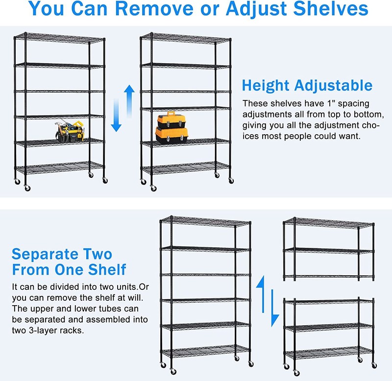6 Tier Adjustable Wire Shelving Unit, NSF Metal Shelf Storage Rack With Wheels gallery