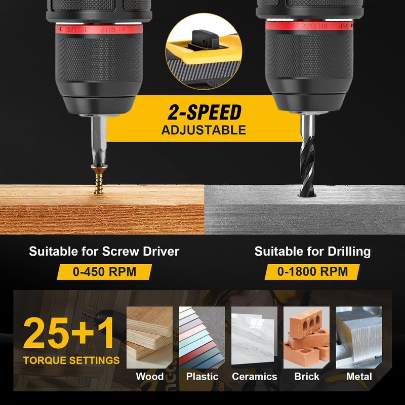 21V Brushless Cordless Drill Set, PowerDrill with 2.0Ah Battery and Charger, 575 gallery