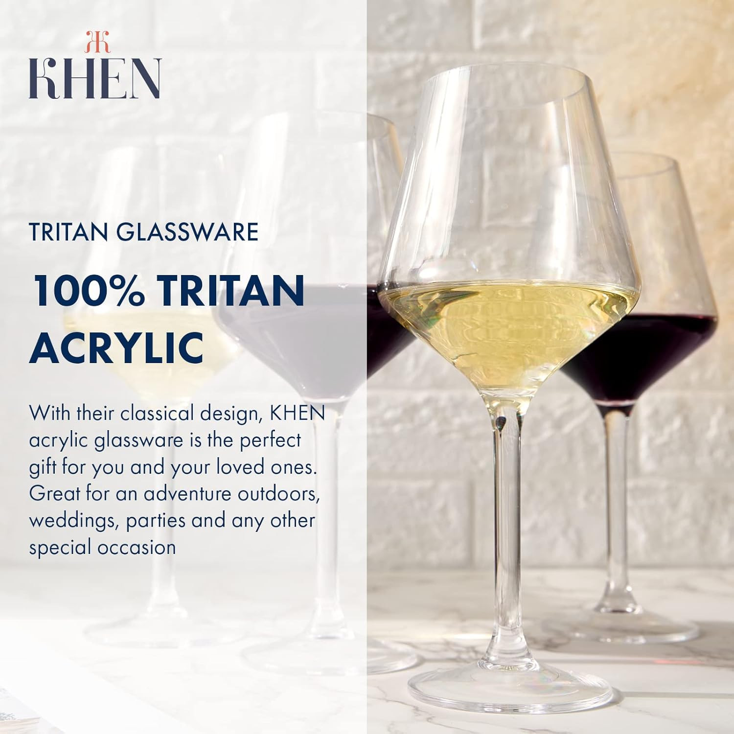 European Style Plastic Crystal, Stemmed Wine Glasses | 6 Set | Acrylic Glasses T gallery