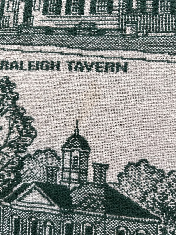 Green White Colonial WILLIAMSBURG Virginia VA Woven THROW Blanket No Tag Vintage gallery