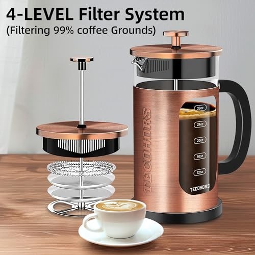 French Press Coffee Maker 34Oz / 1 Quart 304 Stainless Steel Coffee Press, gallery