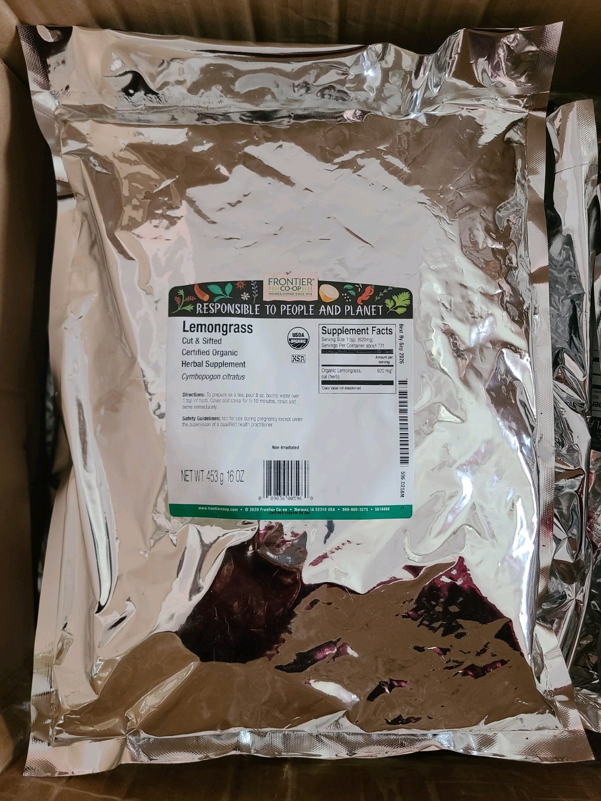Frontier Co-op Organic Cut & Sifted Lemongrass 16 Oz - 1 pound lb, BB 09/26 gallery