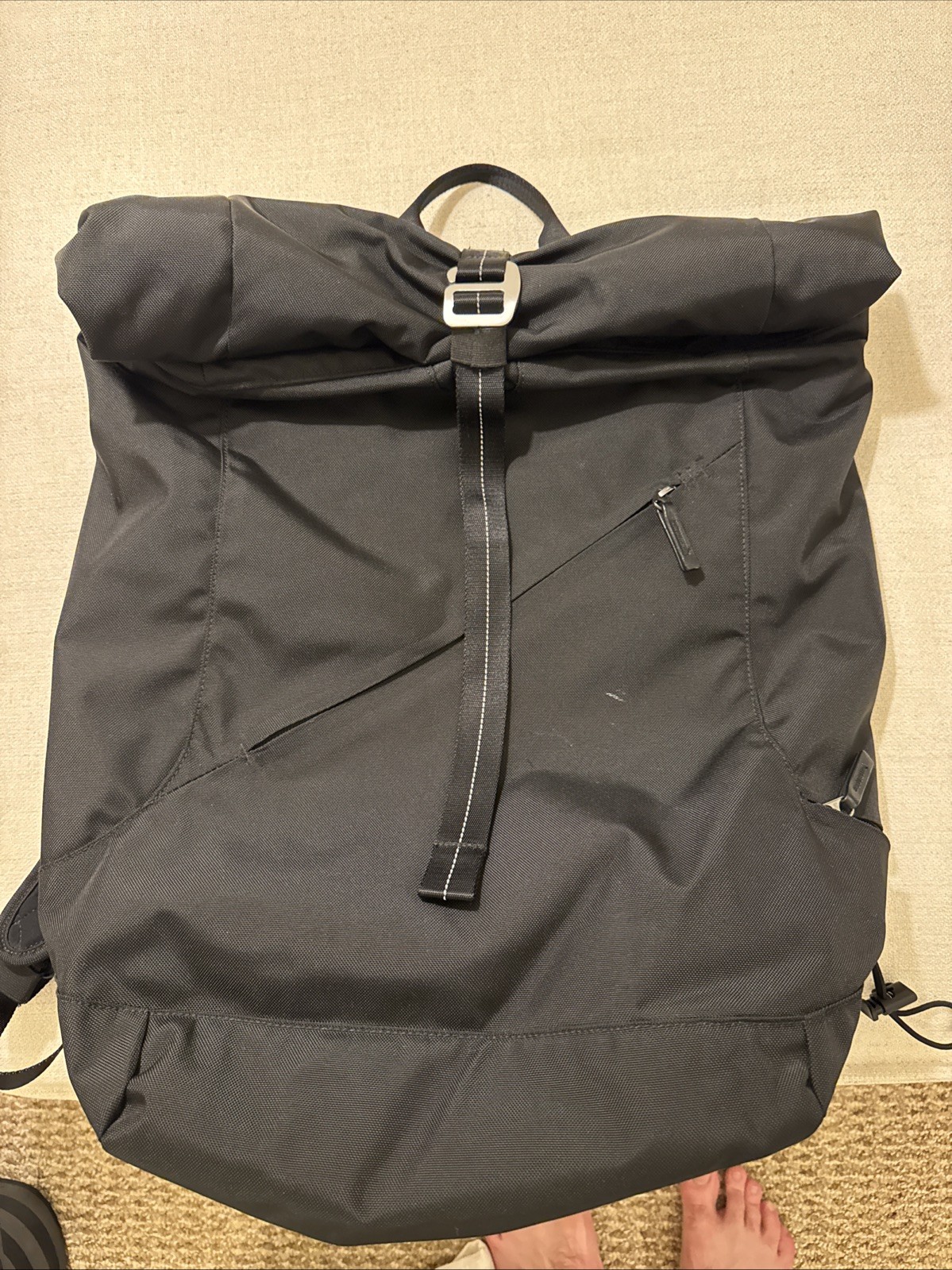 Vintage Lululemon Roll Up Black Backpack with Adjustable Straps