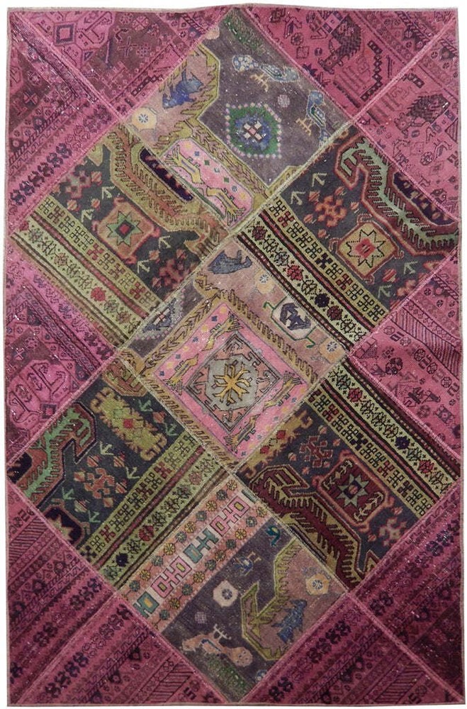4x6' Red Antique Traditional Patchwork Rug 22151