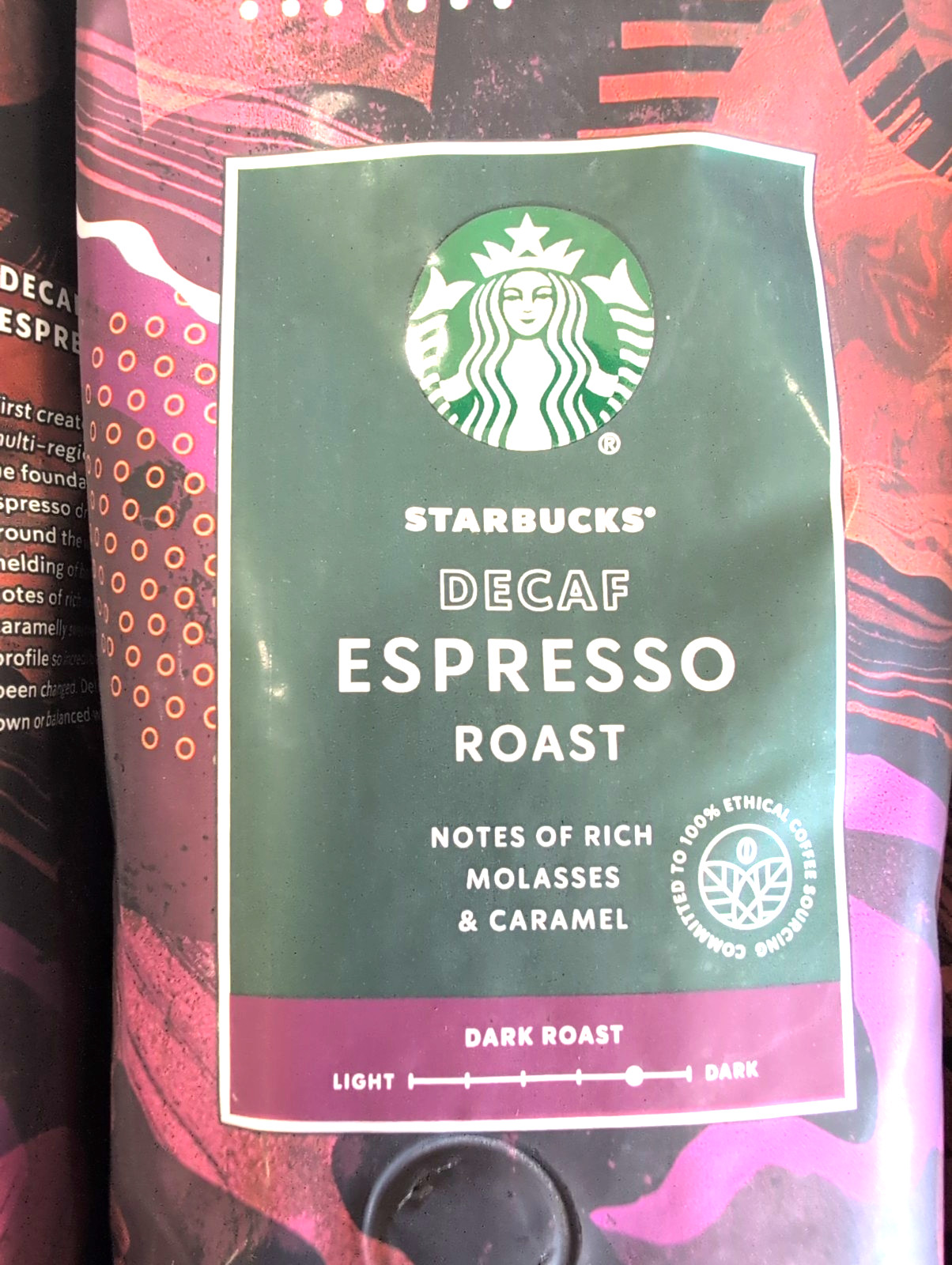 3 lbs. STARBUCKS Decaf ESPRESSO ROAST Whole Bean Coffee - BB 7/6/2026 gallery