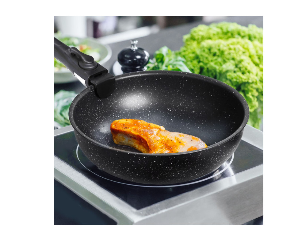 Gianna 12 Pc Nonstick Cookware Set Black Pots Pans Detachable Handle Space Savin gallery