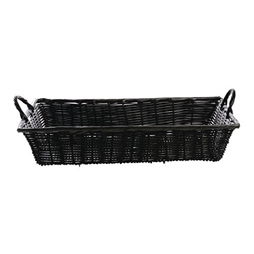 Basket with Handles Black Wicker - 18" L x 12" W x 3 1/2 H gallery