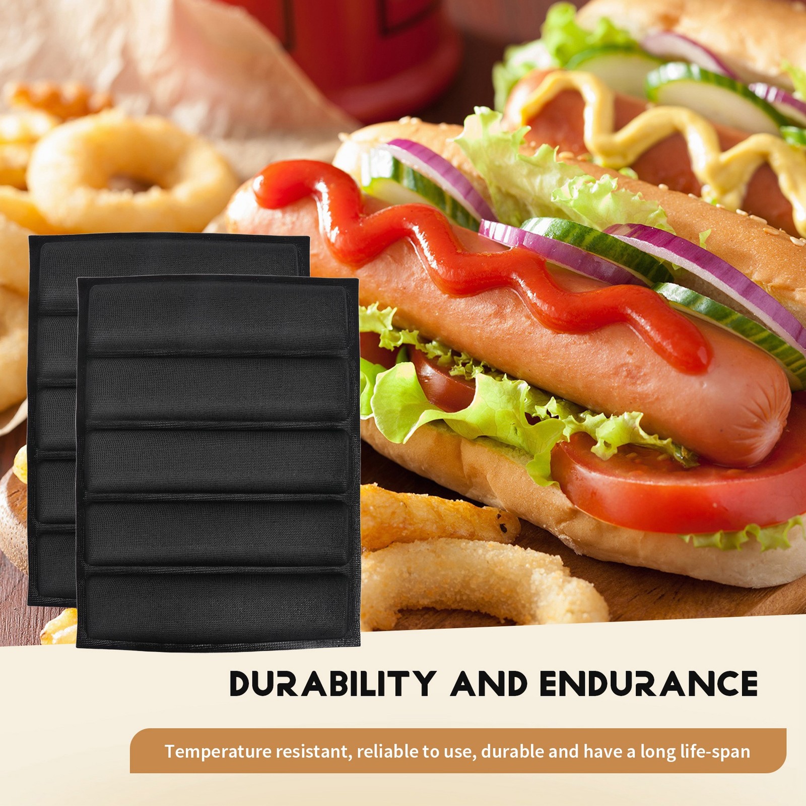 2 PCS French Bread Pan Food Mat 5 Loaf Non-Stick Baking Liners V8L95476 gallery