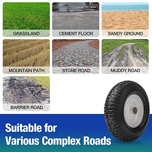 13" 5.00-6 Flat Free Solid Polyurethane Tire and Wheel Replacement, 1 Pack PU gallery