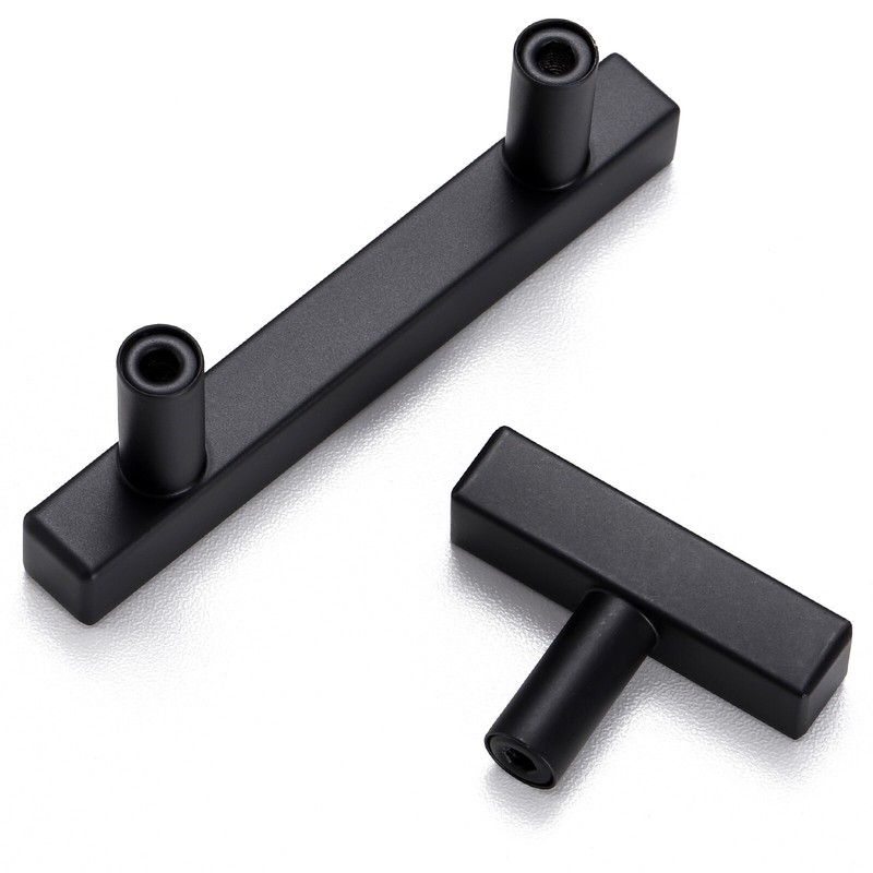 Square T Bar Drawer Pulls Knob Stainless Steel Kitchen Cabinet Handles Black LOT gallery