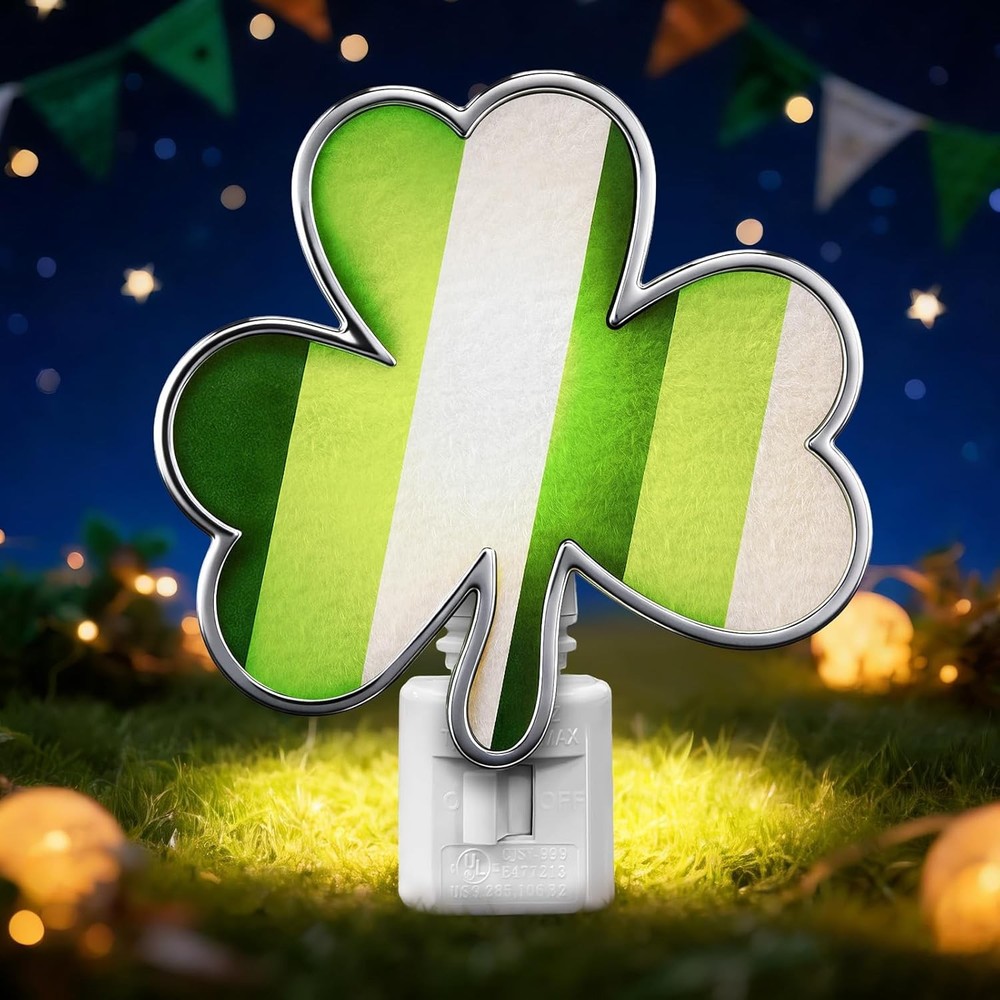 St. Patrick's Day Shamrock Night Light–UL Certification Plug in Irish Decor La