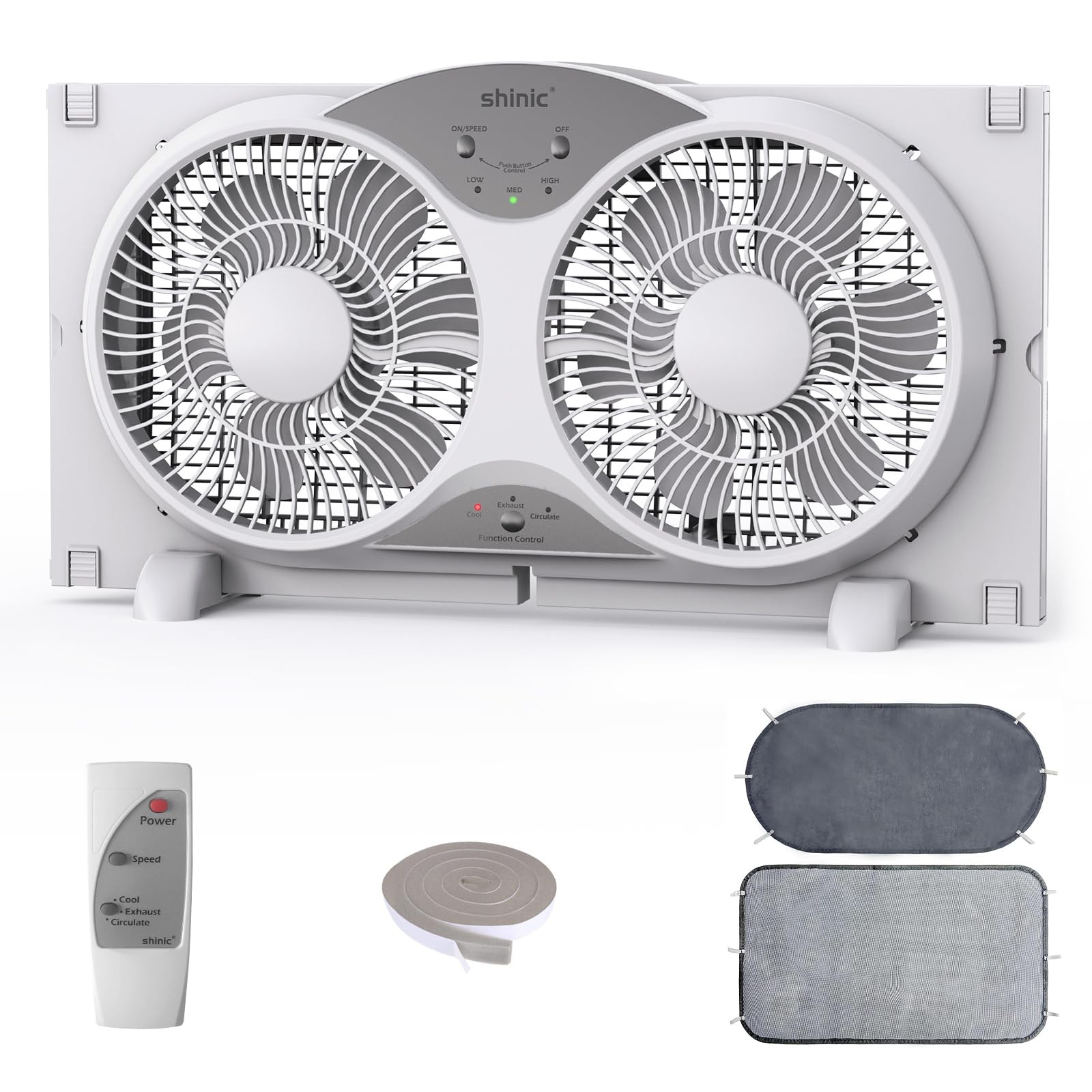 Window Fan 9 Inch Twin Reversible Airflow 3 Speeds Adjustable shinic 2026 Quiet gallery