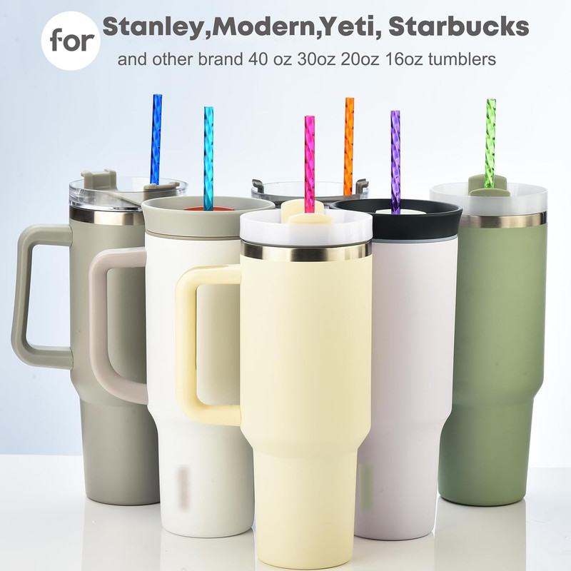 12-Pack Reusable Plastic Clear Swirl Straws, 13" Extra Long Colorful Hard Plasti gallery