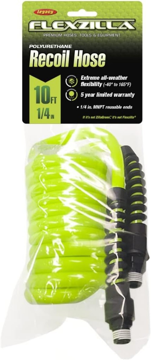 Flexzilla Polyurethane Recoil Air Hose, 1/4 in. x 10 ft., ZillaGreen - LP1410AFZ gallery