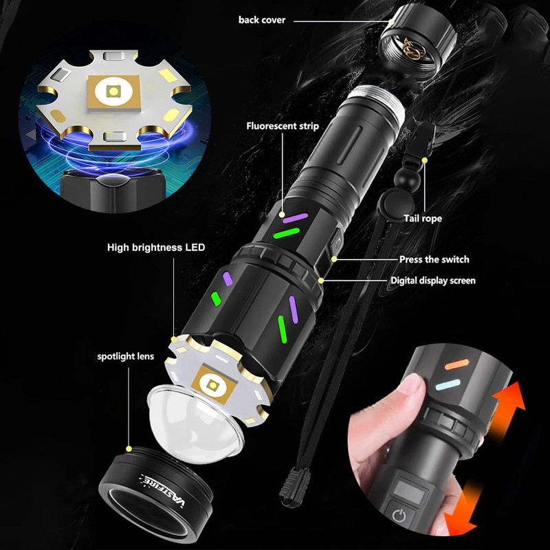 Strong White Laser LEP Flashlight Torch Zoom USB Rechargeable Work Light Burning gallery