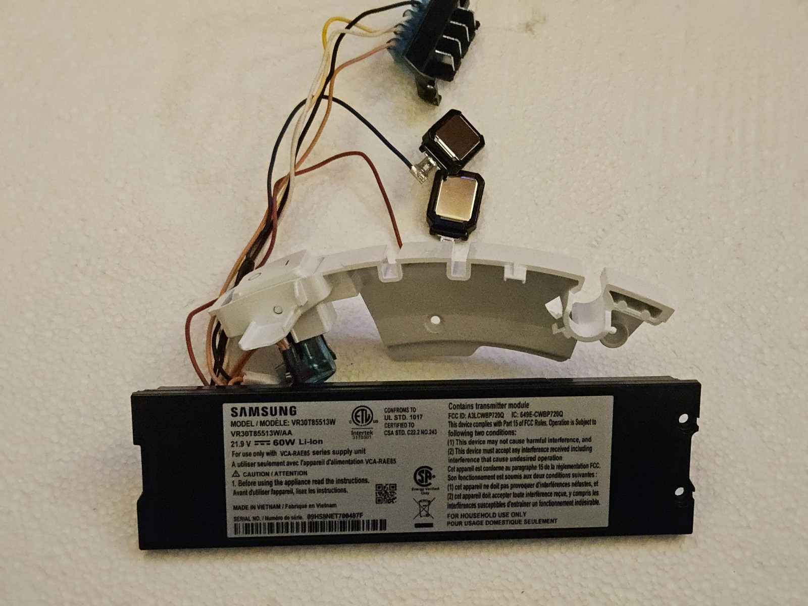 Samsung Jet Bot Power Switch Charging Contacts, Battery Cover Harness NO BATTERY gallery