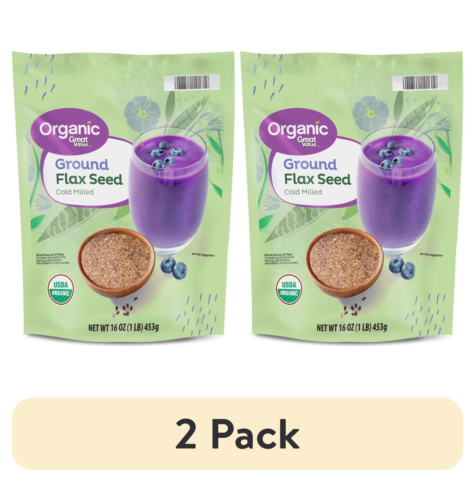 2 pack, Great Value Organic Ground Cold Milled Flax Seed, 16 oz. gallery