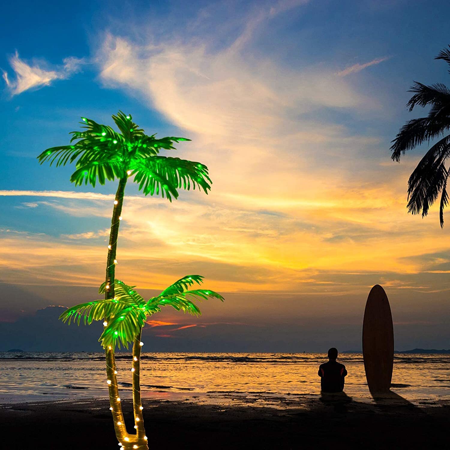 6 Ft Plug-in Palm Tree LED Lights for Home Party Christmas Outdoor Patio Decor gallery