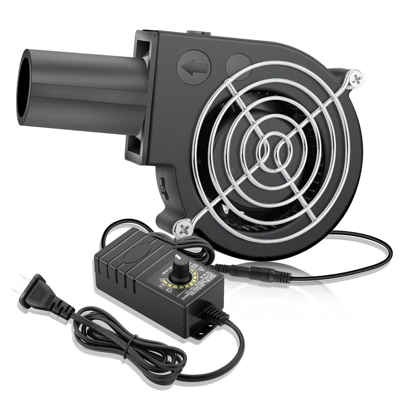 97mm x 33mm 12V/AC Variable Speed Centrifugal Fan for BBQ, Fireplaces, Camping gallery