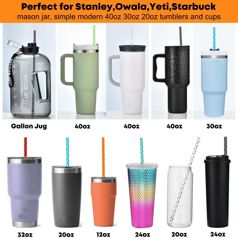 12Pack Reusable Plastic Clear Swirl Straws, 13" Extra Long Colorful Hard Plas... gallery