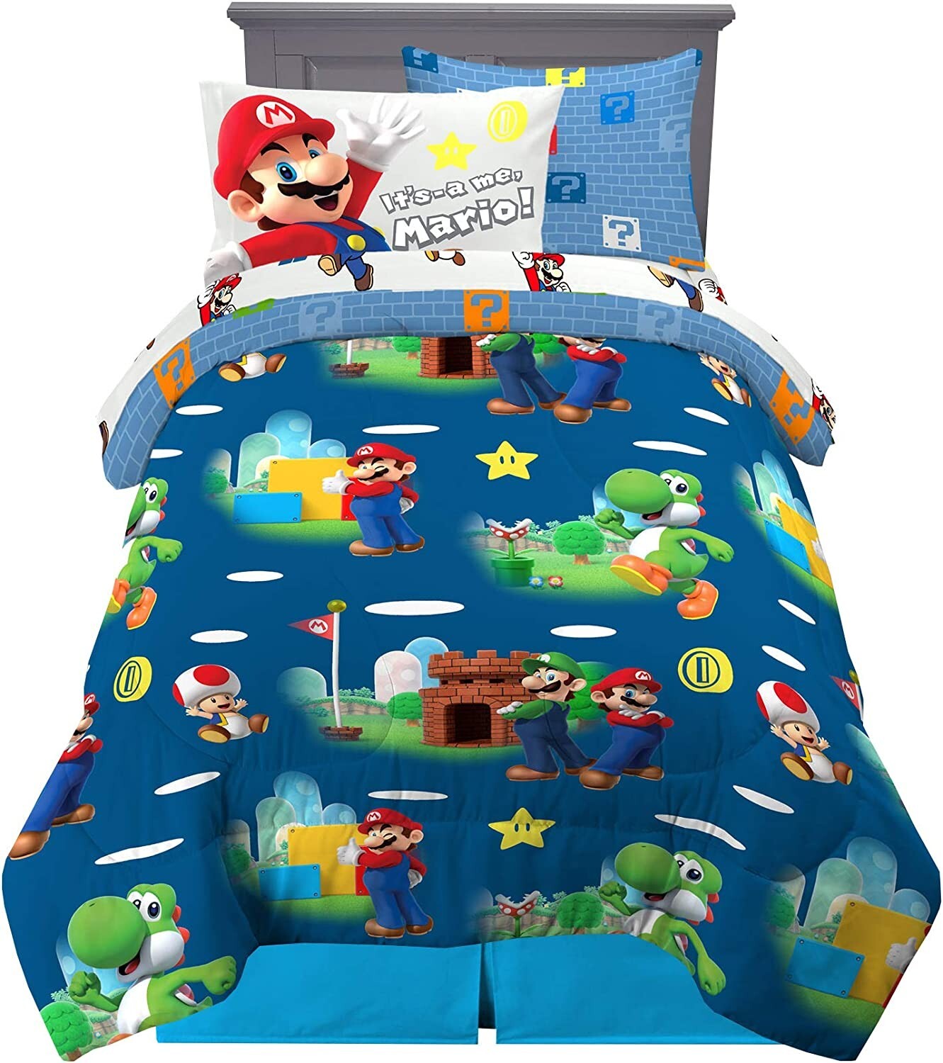 Super Mario "Plumber Mario" Kids Reversible Twin Bed Set - AB08BKXM4QZ4 gallery
