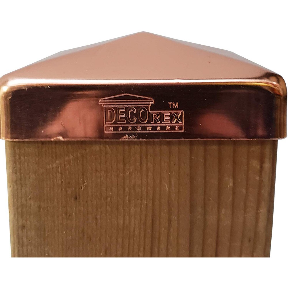 3.5" x 3.5" Solid Copper Pyramid Post Cap For True/Actual 3.5" x 3.5" Wood Posts