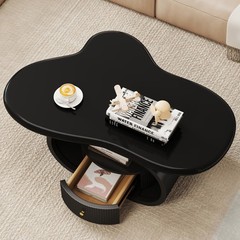 Modern Black/White 39″Cloud Coffee Table Center Table Metal MDF w/Storage Drawer