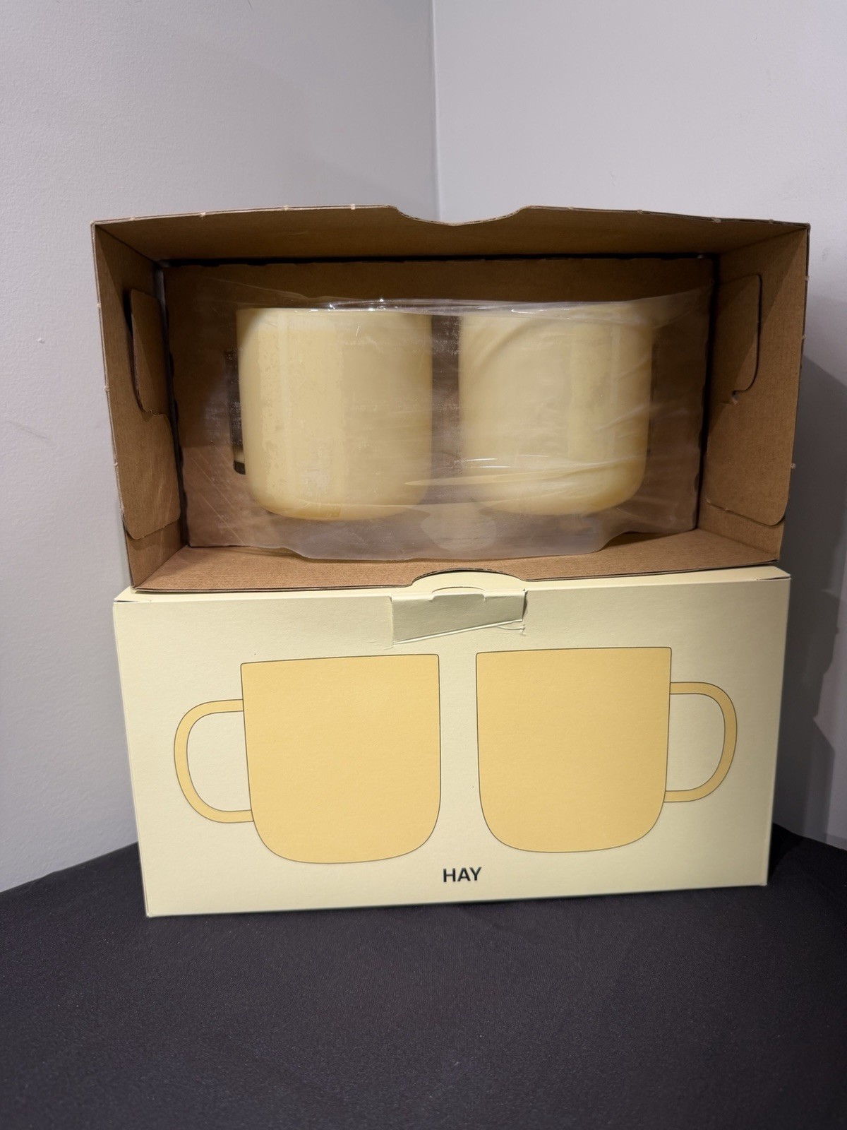 HAY Borosilicate Handmade Glass Mugs Set of 2 Jade Green/Yellow 11.75oz Coffee C gallery