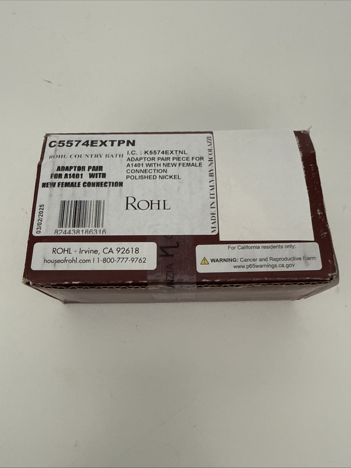 Rohl C5574EXTPN Union Adaptor Pair For A1401 w/new Female Conne -Polished Nickel gallery