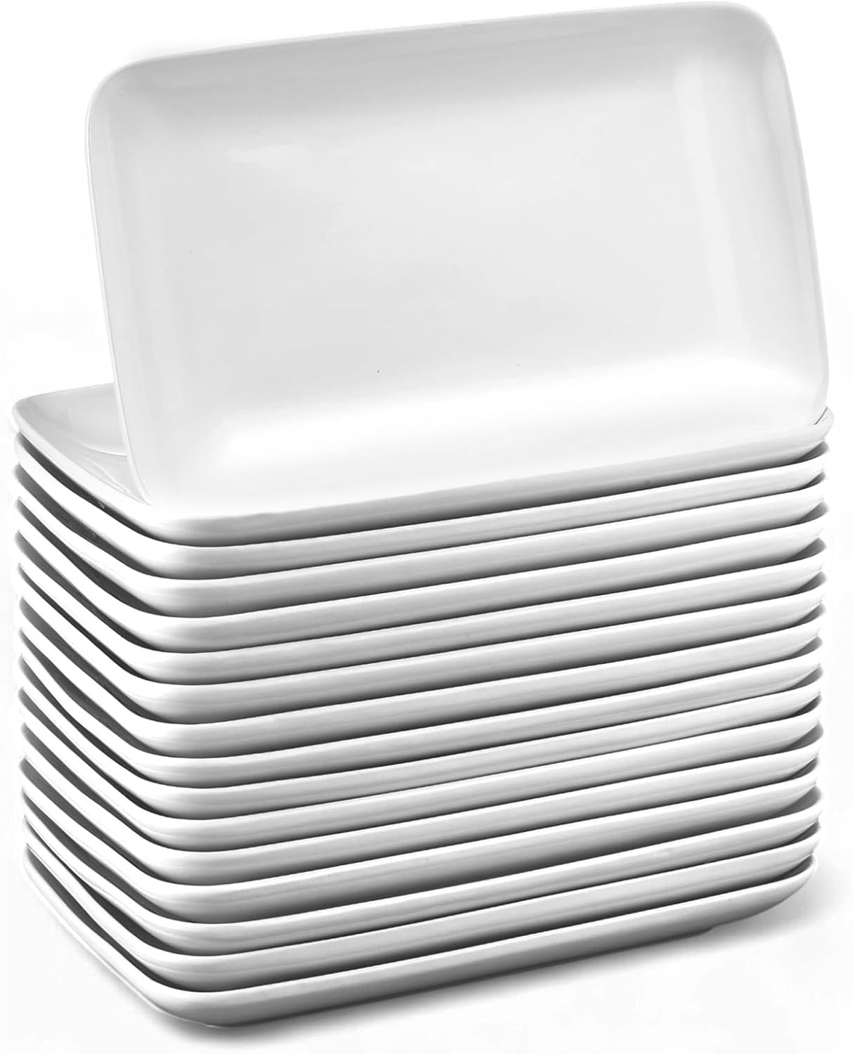 Irenare 16 Pcs 9in Rectangular White Porcelain Salad Dessert Plates gallery