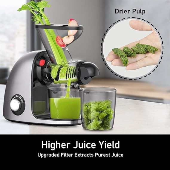 Cold Press Juicer Machine Gen 2, High Yield, Quiet Motor, Easy Clean, Gray gallery