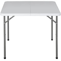 34″ Square Folding Card Table Fold-in-Half Utility Plastic Table w/Carry Handle