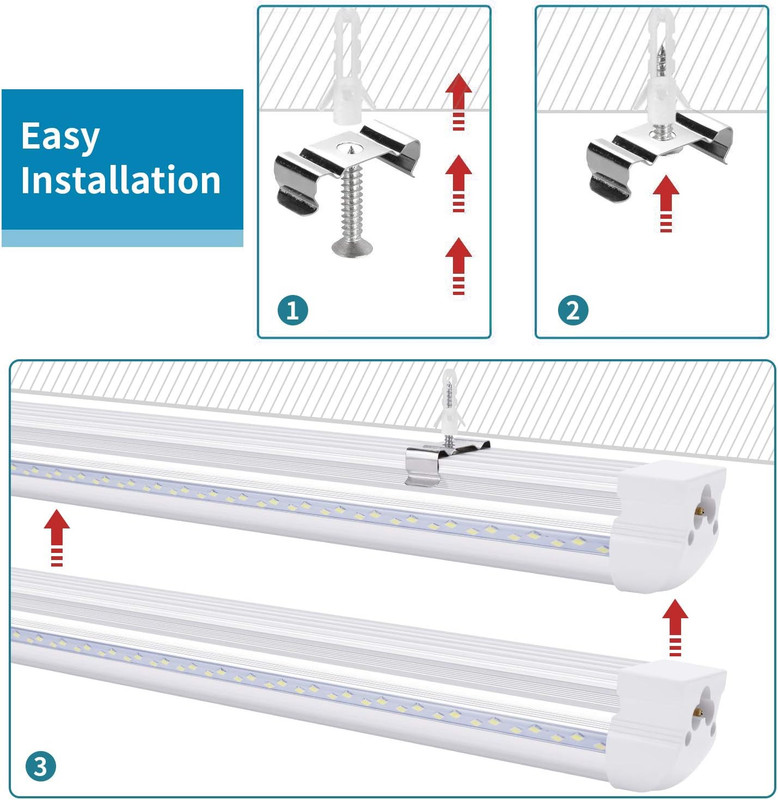 8FT LED Shop Light 6-Pack - 120W V-Shape Plug & Play, 14400LM gallery