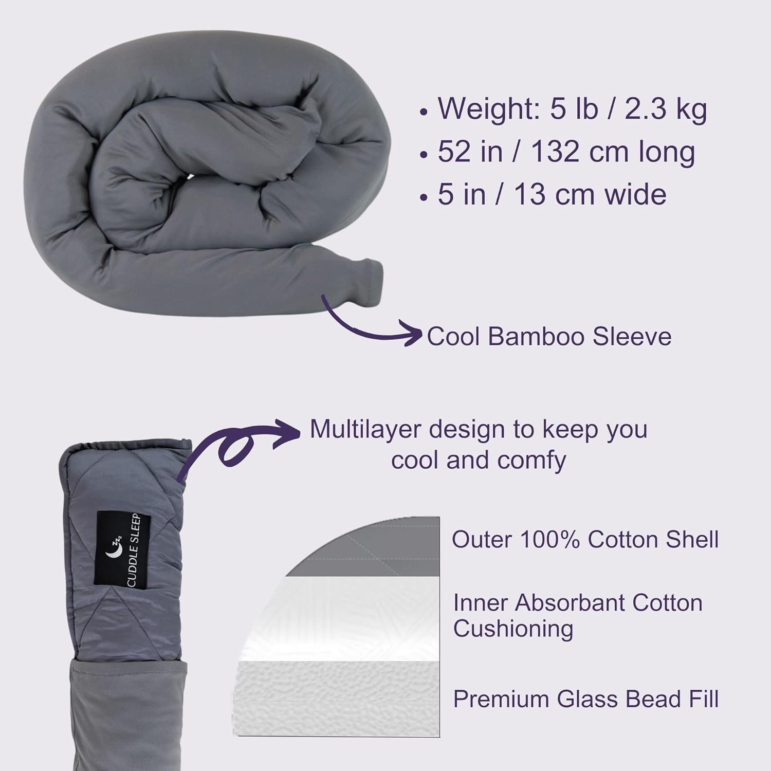 Cuddle Sleep Weighted Pillow - Cool Touch, Travel-Friendly, Machine Washable gallery