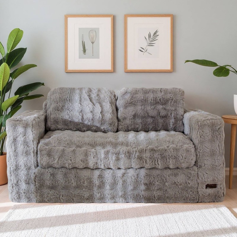 MAXYOYO 2/3 Seater Floor Sofa Bed,Bubbled Boneless Sofa with Pillows gallery