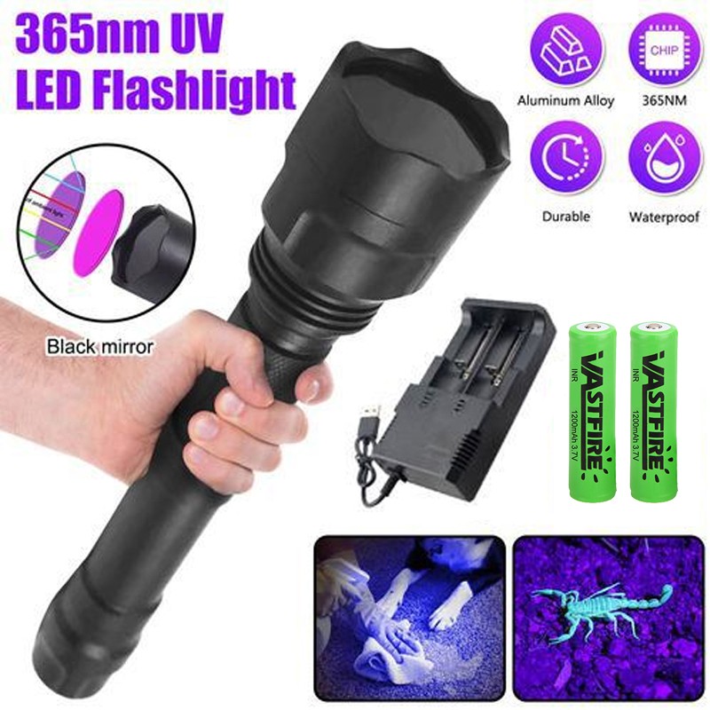 Strong 365Nm LED Flashlight Blacklight UV Light Ultraviolet Inspect Lamp+Battery gallery