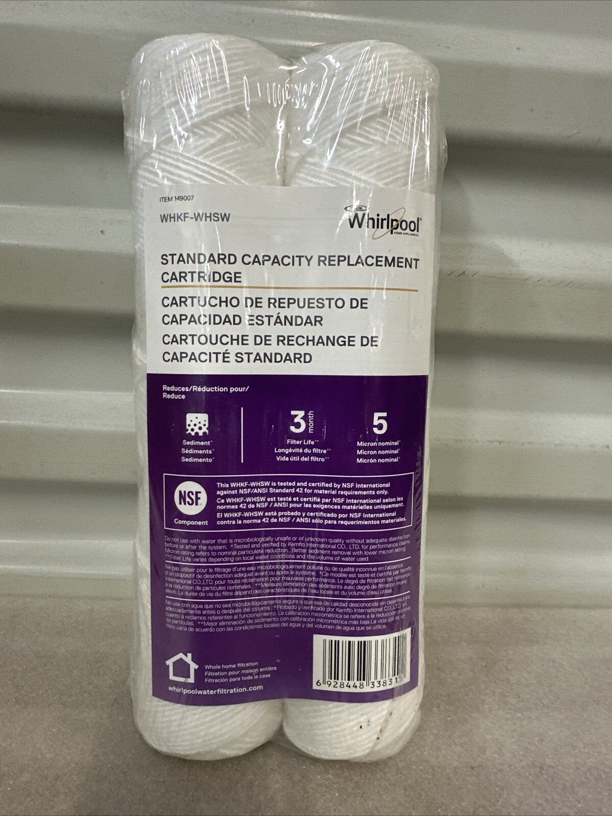2 Whirlpool Standard Capacity Replacement string Cartridge 149007 WHKF-WHSW gallery