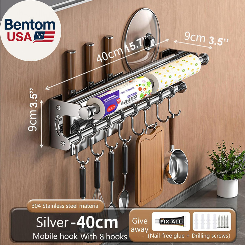 Hanging Wall Mount Knife Wall Mount, Space-Saving Knife Rack with Hooks, Kitchen gallery
