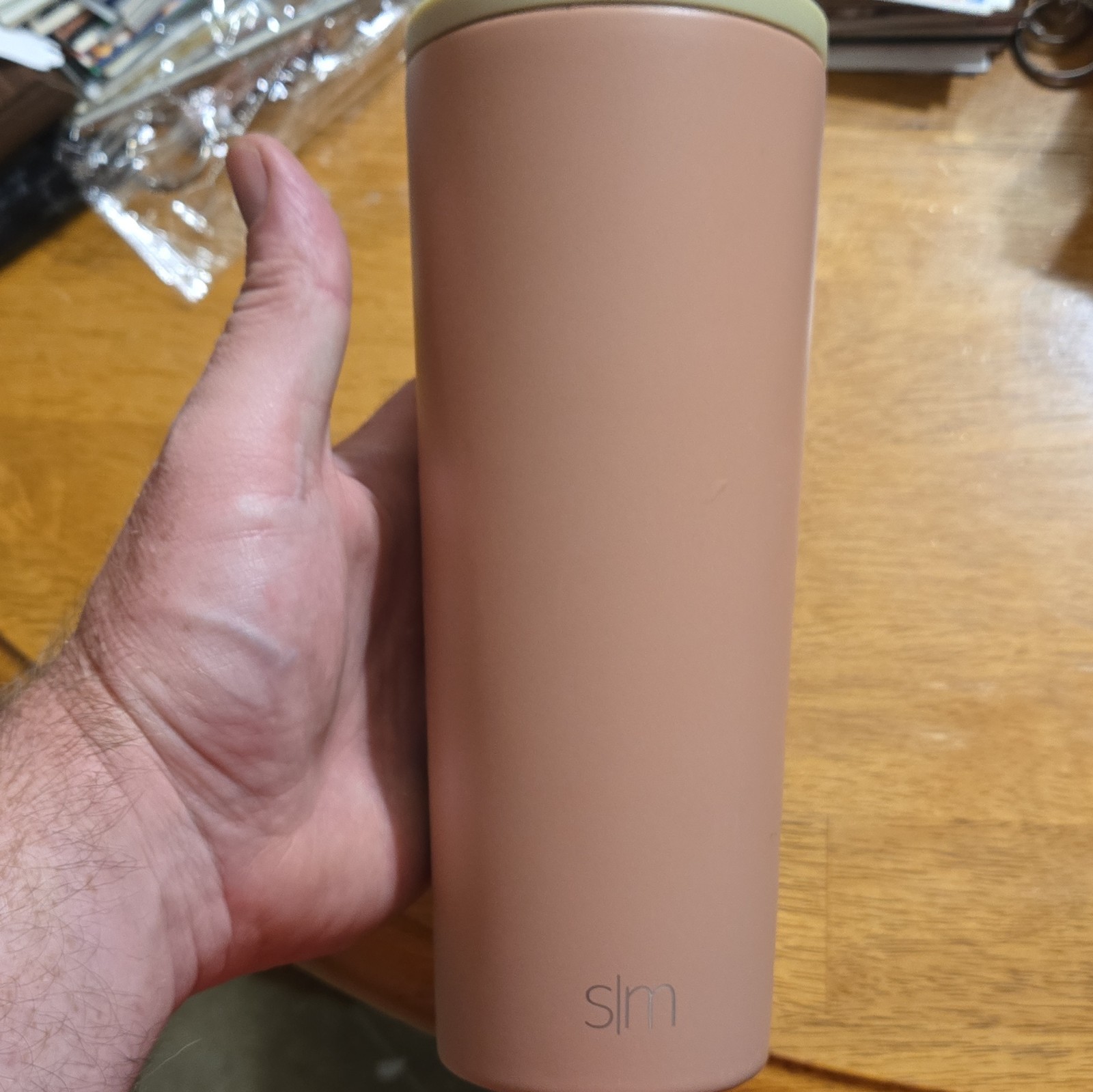 Simple Modern SLM Stainless Steel Insulated Tumbler Drink-Through Lid Pink/Beige gallery