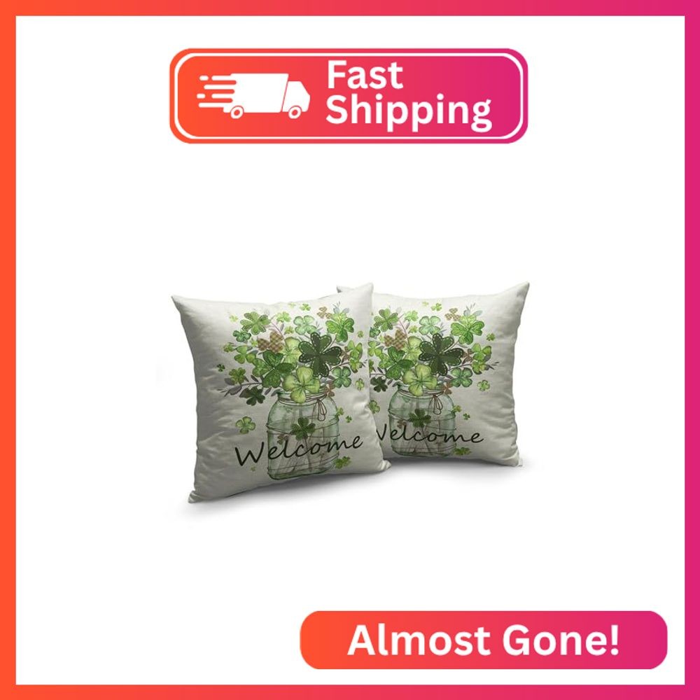 Kwlegh St Patricks Day Pillow Covers 18x18 Set of 2 Shamrock Pillow Case Clover gallery