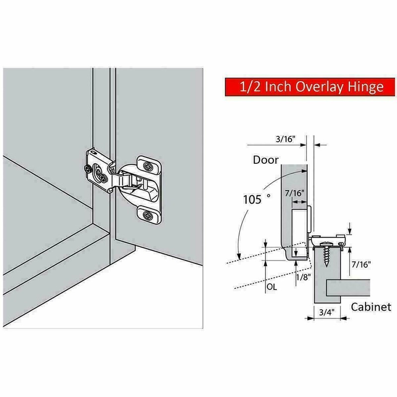 1/2" Overlay Soft Close Face Frame 105° Compact Door Cabinet Hinges Handware Lot gallery